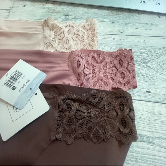 Tranquil & True 3 pack Laser Bonded Matte Microfiber Lace Bikini 3X NEW - Picture 2 of 9